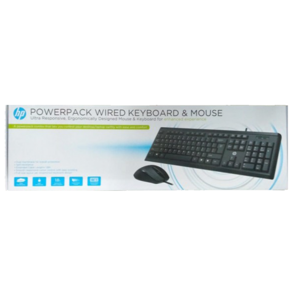 HP Keyboard and Mouse Combo Wired Powerpack (Black) - Y5G54PA-ACJ