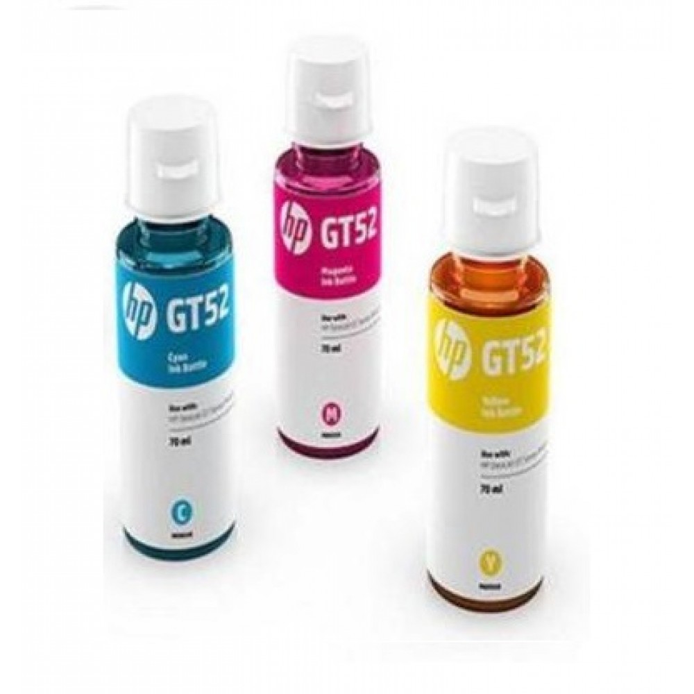 HP GT52 Ink Tri-Color Combo Bottles Set (Cyan-M0H54AA /Malaysia-M0H55AA/Yellow-M0H56AA)