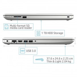 HP 15 Ryzen R3 15.6-inch Full HD Laptop (4GB/1TB HDD/Windows 10 Home/Vega 3 Graphics/MS Office/Natural Silver/2.04 kg), 15-db0186AU
