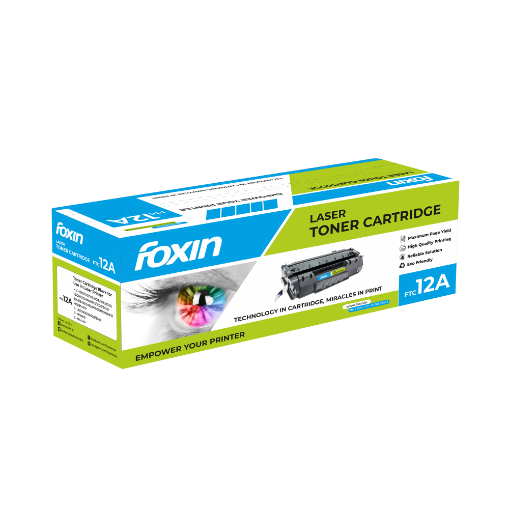 Foxin FTC-12A Toner Cartridge Compatible for Hp/Canon Laser-Jet Series (Black)